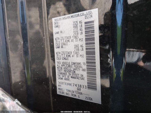 Продаж на аукціоні авто 2024 Nissan Rogue Sl Intelligent Awd, vin: 5N1BT3CB4RC743833, номер лоту: 45945405