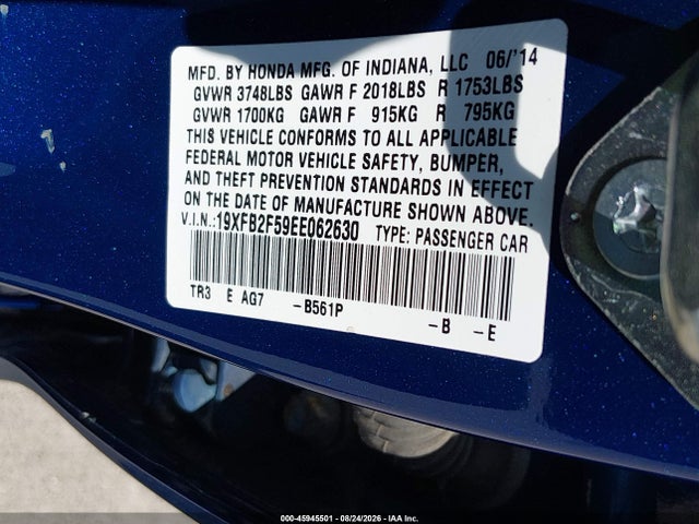 Honda Civic Lx 2014 19XFB2F59EE062630 Image 9