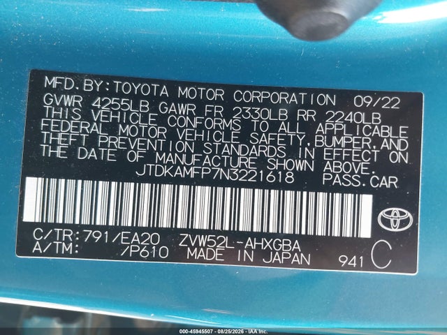 Toyota Prius Prime Xle 2022 JTDKAMFP7N3221618 Image 9