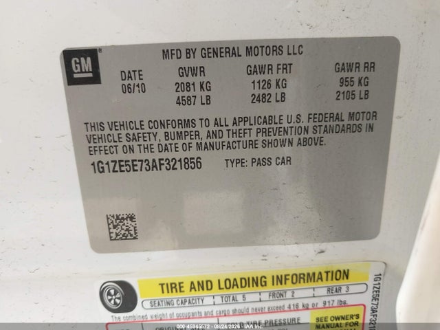2010 Chevrolet Malibu Ltz მანქანა იყიდება აუქციონზე, vin: 1G1ZE5E73AF321856, აუქციონის ნომერი: 45945572