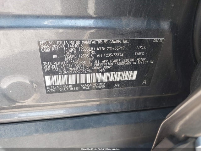 Продажа на аукционе авто 2019 Toyota Rav4 Xle Premium, vin: 2T3A1RFVXKC012794, номер лота: 45945610