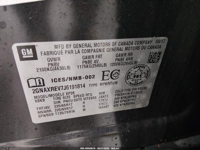 Aukcja sprzedaży 2018 Chevrolet Equinox Ls, vin: 2GNAXREV7J6191814, numer aukcji: 45945616