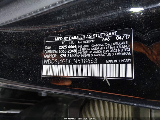 Продажа на аукционе авто 2018 Mercedes-benz Cla 250 4matic, vin: WDDSJ4GB8JN518663, номер лота: 45945623