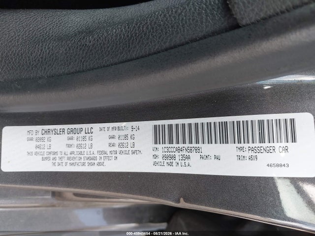 Aukcja sprzedaży 2015 Chrysler 200 Limited, vin: 1C3CCCAB4FN587891, numer aukcji: 45945654