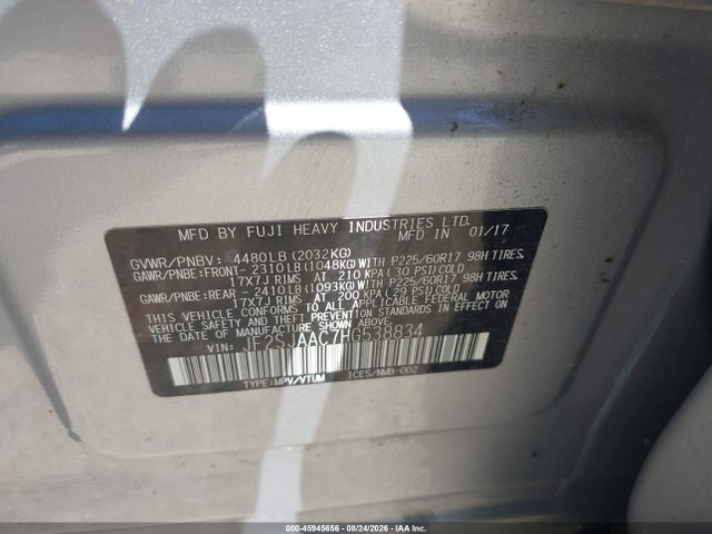Aukcja sprzedaży 2017 Subaru Forester 2.5i, vin: JF2SJAAC7HG538834, numer aukcji: 45945656