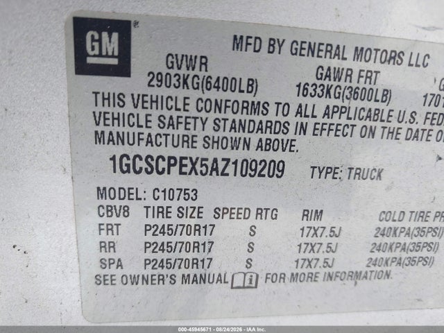Продаж на аукціоні авто 2010 Chevrolet Silverado 1500 Work Truck, vin: 1GCSCPEX5AZ109209, номер лоту: 45945671