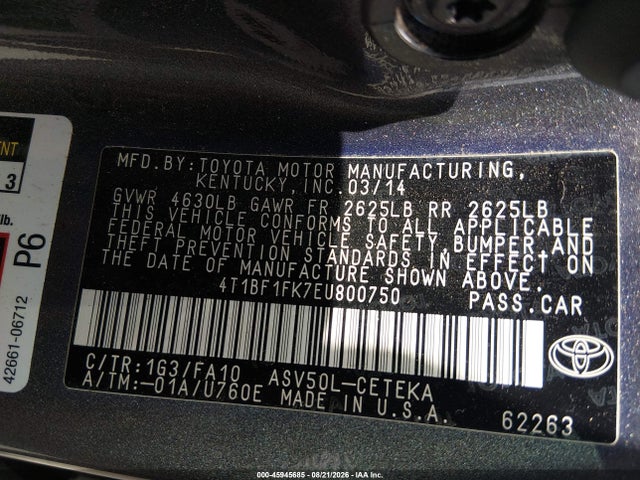 Toyota CAMRY L 2014 4T1BF1FK7EU800750 Image 9