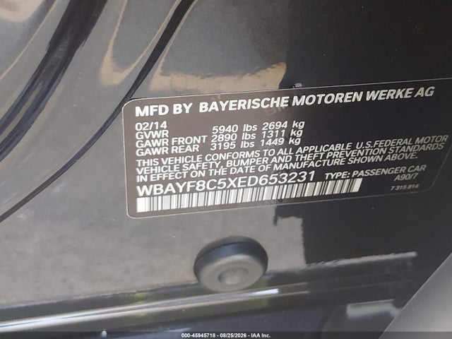 2014 Bmw Alpina B7 Xdrive მანქანა იყიდება აუქციონზე, vin: WBAYF8C5XED653231, აუქციონის ნომერი: 45945718