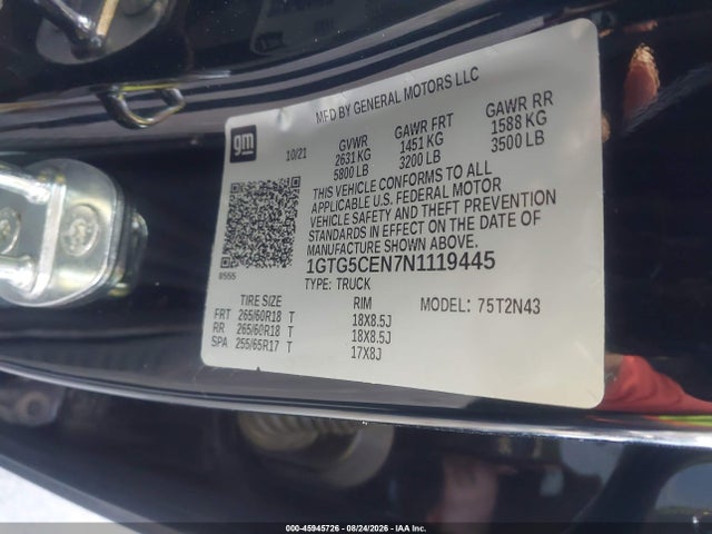 Aukcja sprzedaży 2022 Gmc Canyon 2wd  Short Box Elevation, vin: 1GTG5CEN7N1119445, numer aukcji: 45945726