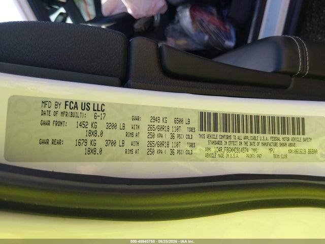 Продаж на аукціоні авто 2017 Jeep Grand Cherokee Limited, vin: 1C4RJFBGXHC914574, номер лоту: 45945750