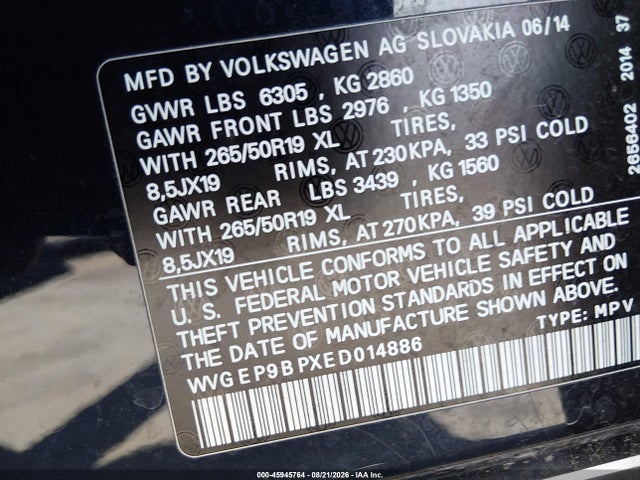 Volkswagen Touareg X 2014 WVGEP9BPXED014886 Image 9
