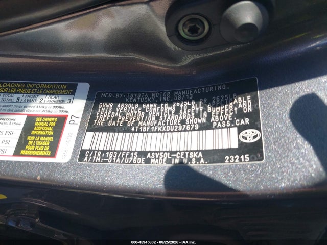 Aukcja sprzedaży 2013 Toyota Camry Se, vin: 4T1BF1FKXDU297679, numer aukcji: 45945802