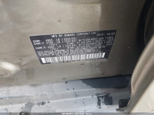Subaru Outback Premium 2022 4S4BTADC9N3233824 Image 9