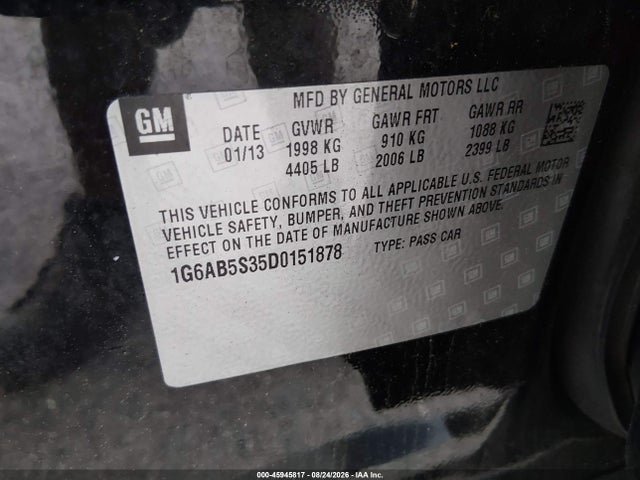 Aukcja sprzedaży 2013 Cadillac Ats Luxury, vin: 1G6AB5S35D0151878, numer aukcji: 45945817