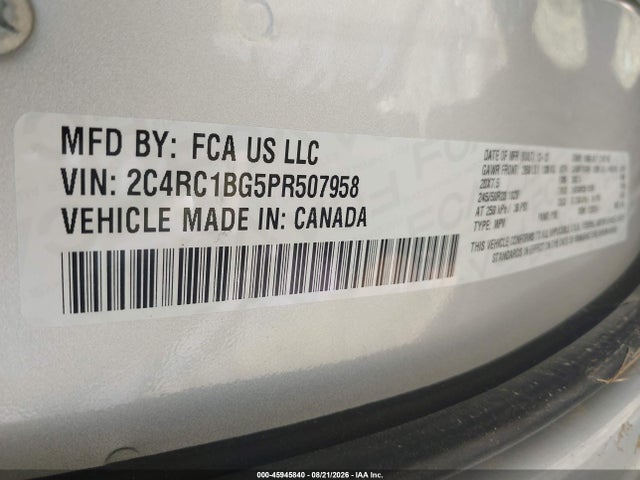 Продажа на аукционе авто 2023 Chrysler Pacifica Touring L, vin: 2C4RC1BG5PR507958, номер лота: 45945840