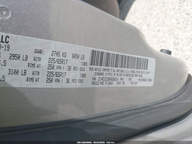 2019 Dodge Grand Caravan Gt მანქანა იყიდება აუქციონზე, vin: 2C4RDGEG8KR660614, აუქციონის ნომერი: 45945866