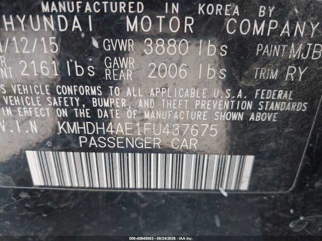 Hyundai ELANTRA SE 2015 KMHDH4AE1FU437675 Image 9