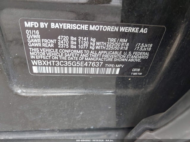 2016 Bmw X1 Xdrive28i მანქანა იყიდება აუქციონზე, vin: WBXHT3C35G5E47637, აუქციონის ნომერი: 45945893