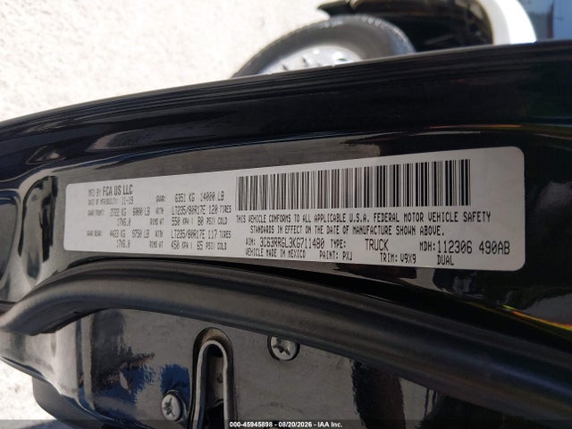 Auction sale of the 2019 Ram 3500 Tradesman, vin: 3C63RRGL3KG711480, lot number: 45945898