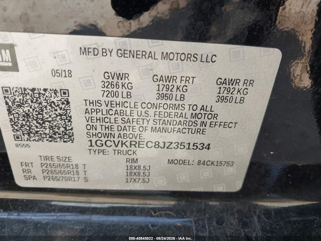 Chevrolet Silverado 1500 2lt 2018 1GCVKREC8JZ351534 Image 9