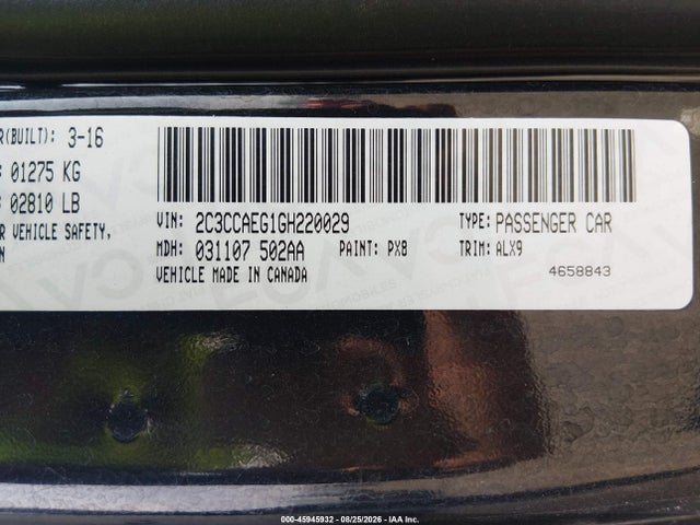 Aukcja sprzedaży 2016 Chrysler 300c, vin: 2C3CCAEG1GH220029, numer aukcji: 45945932
