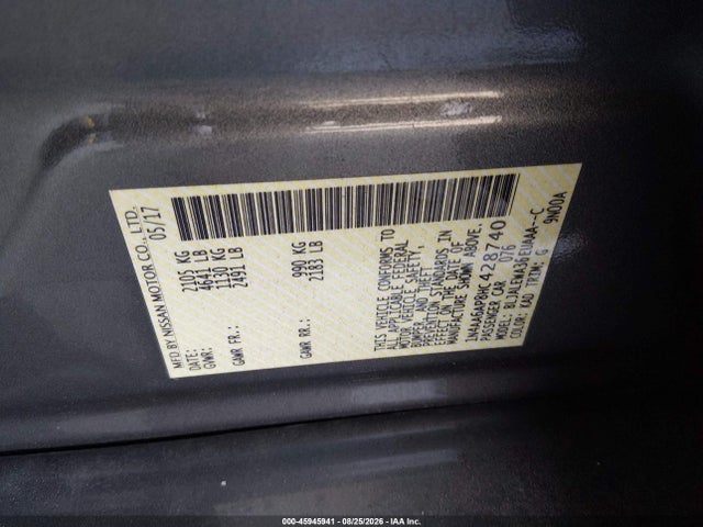 2017 Nissan Maxima 3.5 Sl მანქანა იყიდება აუქციონზე, vin: 1N4AA6AP8HC428740, აუქციონის ნომერი: 45945941