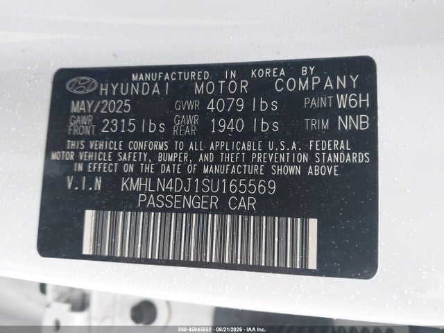 Auction sale of the 2025 Hyundai Elantra Hybrid Limited, vin: KMHLN4DJ1SU165569, lot number: 45945952