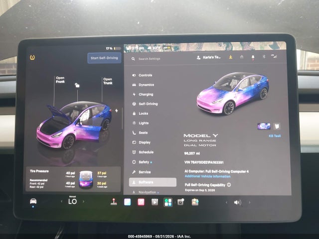 2023 Tesla Model Y Awd/long Range Dual Motor All-wheel Drive მანქანა იყიდება აუქციონზე, vin: 7SAYGDEE1PA163391, აუქციონის ნომერი: 45945969
