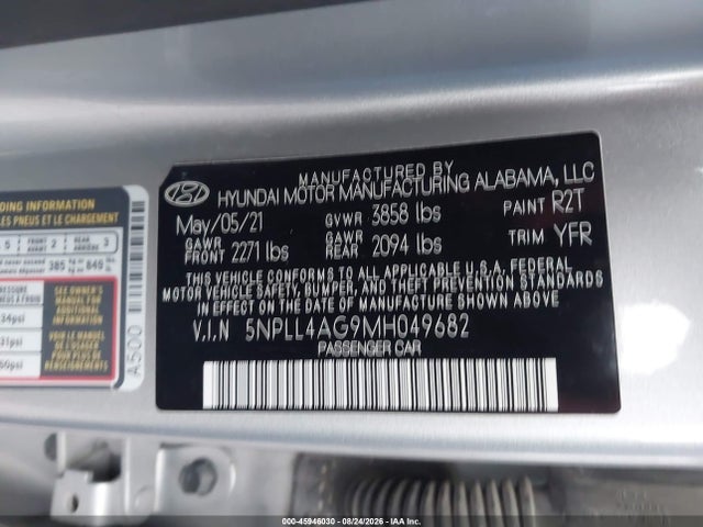 Продаж на аукціоні авто 2021 Hyundai Elantra Se, vin: 5NPLL4AG9MH049682, номер лоту: 45946030