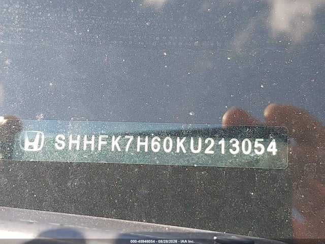 45946054 :رقم المزاد ، SHHFK7H60KU213054 vin ، 2019 Honda Civic Ex مزاد بيع