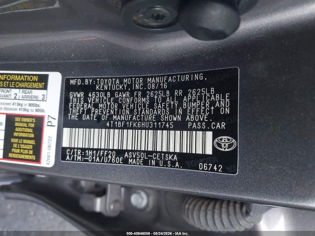 Продаж на аукціоні авто 2017 Toyota Camry Se, vin: 4T1BF1FK6HU311745, номер лоту: 45946056