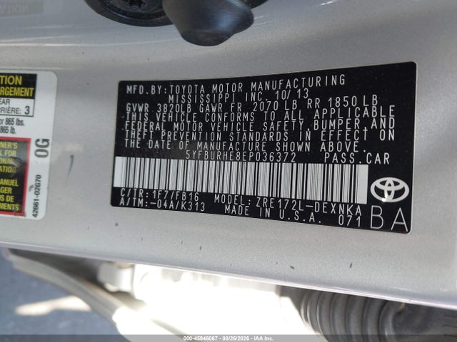 Toyota COROLLA LE 2014 5YFBURHE8EP036372 Image 9