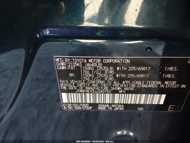 Toyota RAV4 LE 2018 JTMBFREV3JJ240753 Image 9