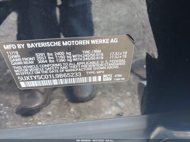 Aukcja sprzedaży 2020 Bmw X3 Xdrive30i, vin: 5UXTY5C01L9B65233, numer aukcji: 45946098