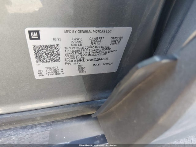 Aukcja sprzedaży 2021 Gmc Acadia Fwd Sle, vin: 1GKKNKLS2MZ194636, numer aukcji: 45946141