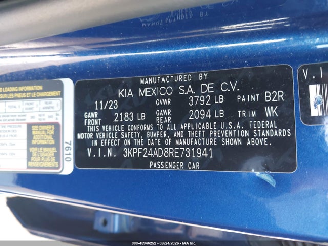 KIA Forte Lxs 2024 3KPF24AD8RE731941 Image 9