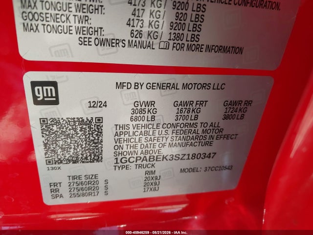1GCPABEK3SZ180347 Chevrolet Silverado 1500 2wd Short Bed Custom