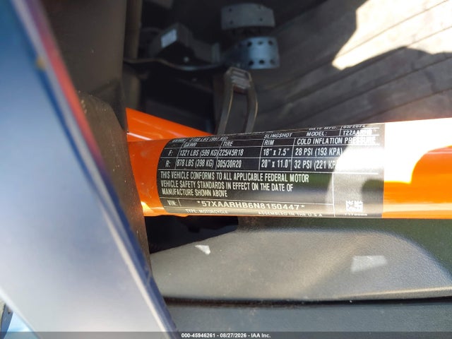 45946261 :رقم المزاد ، 57XAARHB6N8150447 vin ، 2022 Polaris Slingshot R مزاد بيع