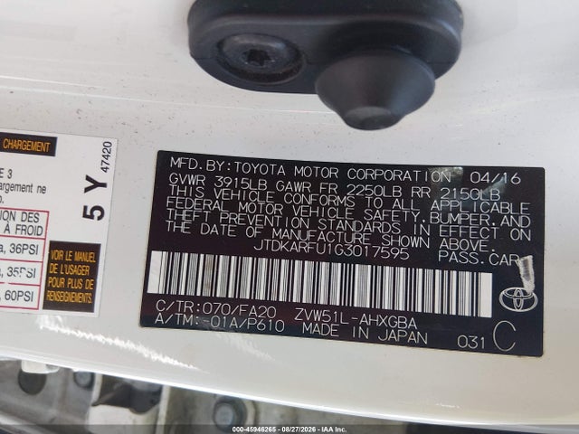 Toyota Prius Three 2016 JTDKARFU1G3017595 Image 9