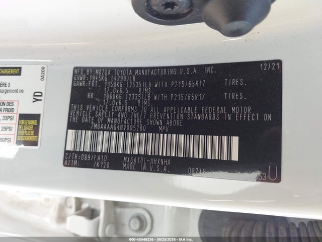 Продаж на аукціоні авто 2022 Toyota Corolla Cross L, vin: 7MUAAAAG4NV005280, номер лоту: 45946336