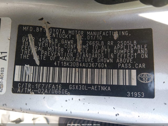 Продаж на аукціоні авто 2010 Toyota Avalon Xl, vin: 4T1BK3DB4AU367604, номер лоту: 45946362