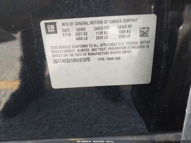 Chevrolet IMPALA 2LZ 2017 2G1145S31H9101975 Image 9