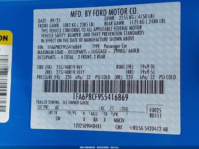 Ford Mustang Gt Premium Fastback 2025 1FA6P8CF9S5416869 Image 9