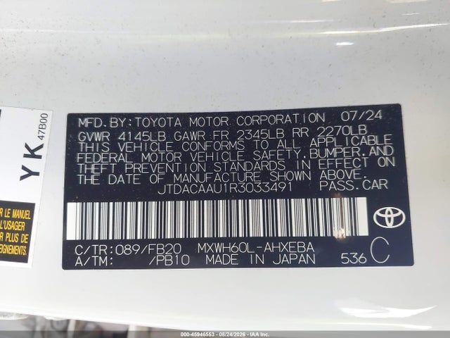 Toyota Prius Le 2024 JTDACAAU1R3033491 Image 9