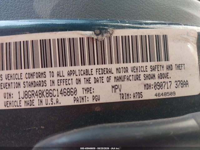 2006 Jeep Grand Cherokee Laredo მანქანა იყიდება აუქციონზე, vin: 1J8GR48K86C146860, აუქციონის ნომერი: 45946609
