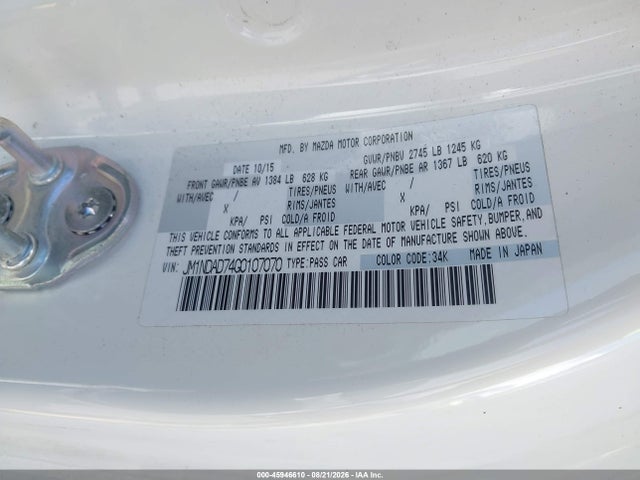 JM1NDAD74G0107070 Mazda Mx-5 Miata Grand Touring