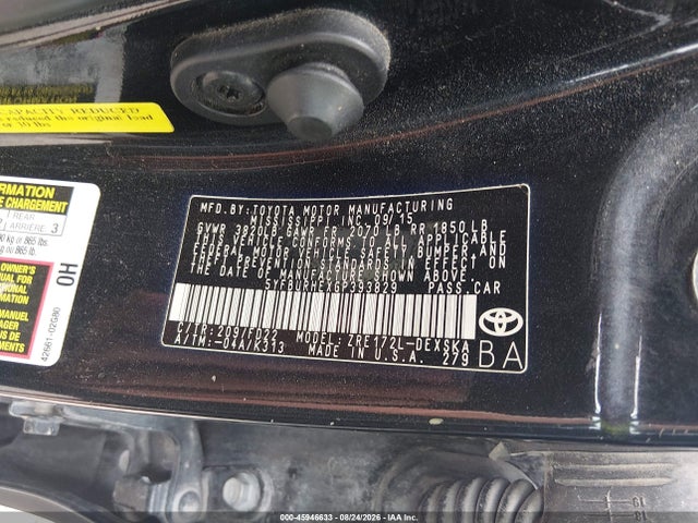 45946633 :رقم المزاد ، 5YFBURHEXGP393829 vin ، 2016 Toyota Corolla S Plus مزاد بيع