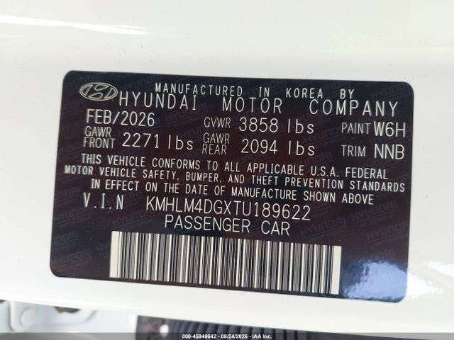 Продаж на аукціоні авто 2026 Hyundai Elantra Sel Sport, vin: KMHLM4DGXTU189622, номер лоту: 45946642