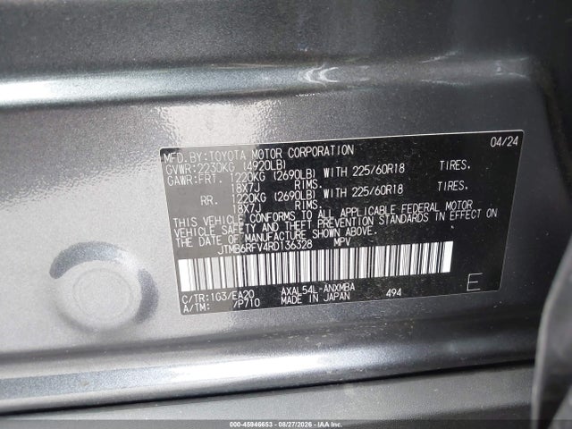 Продажа на аукционе авто 2024 Toyota Rav4 Hybrid Xle Premium, vin: JTMB6RFV4RD136328, номер лота: 45946653