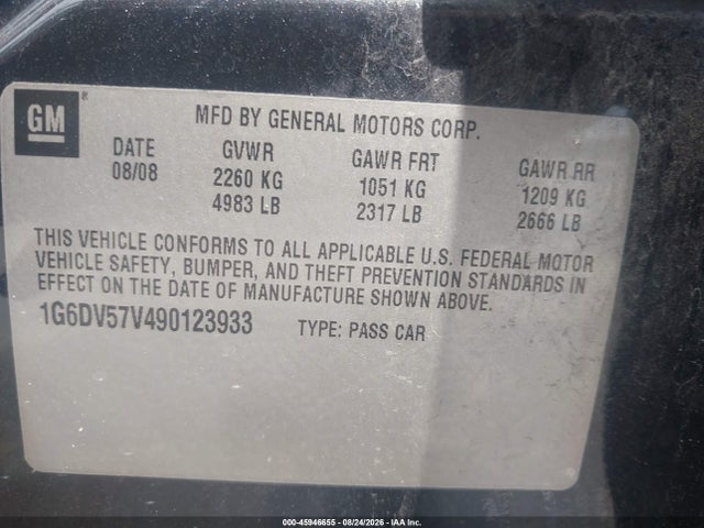 Продаж на аукціоні авто 2009 Cadillac Cts Rwd W/1sb, vin: 1G6DV57V490123933, номер лоту: 45946655